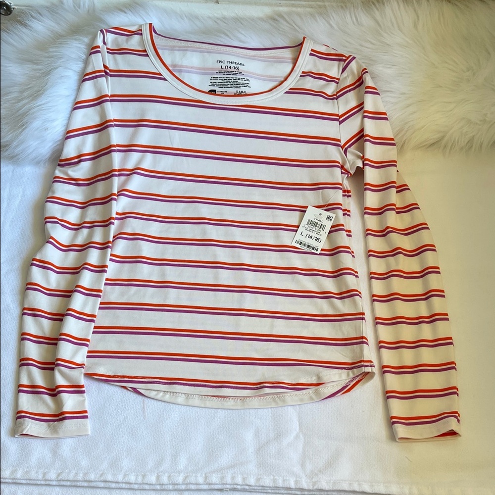 Epic Threads Girls Snowfall White Long Sleeve T Shirt Various Size. NWT.